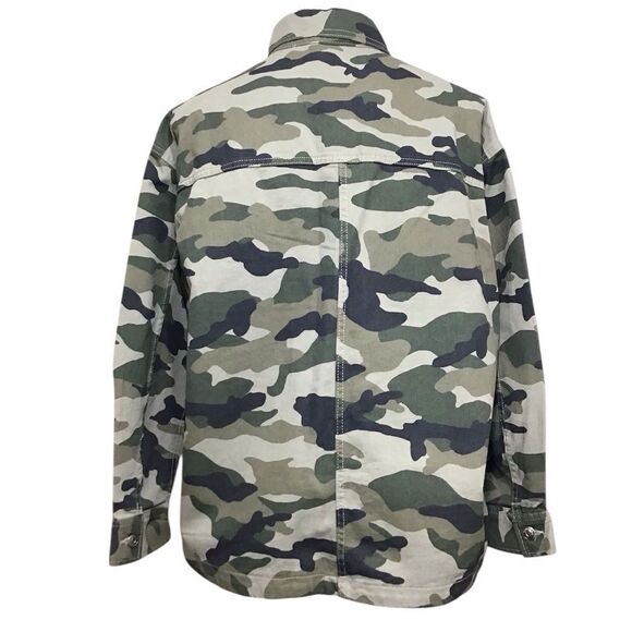H&M Divided Green Camouflage Jacket Utility Field Shirt Barn Jacket New Size L - Picture 2 of 13